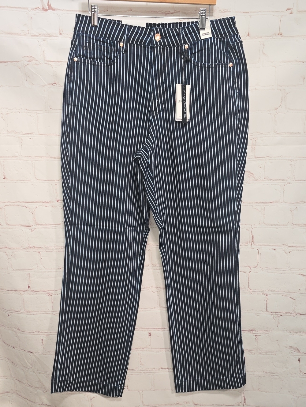 Judy Blue Navy with White Pinstripe Straight Leg Jeans Size 20W NWT